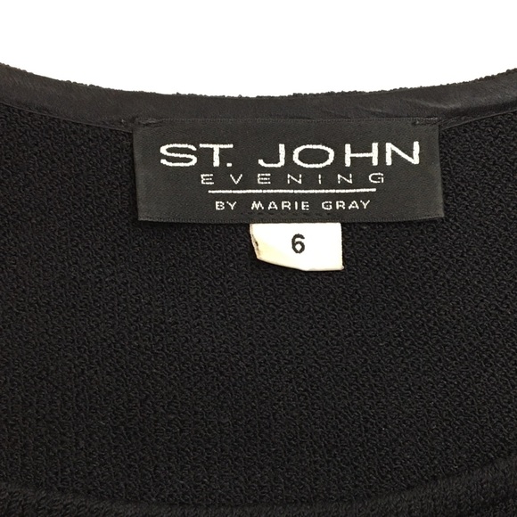 St JOHN Evening Top Black w/ Rhinestone Zippers - Picture 8 of 12